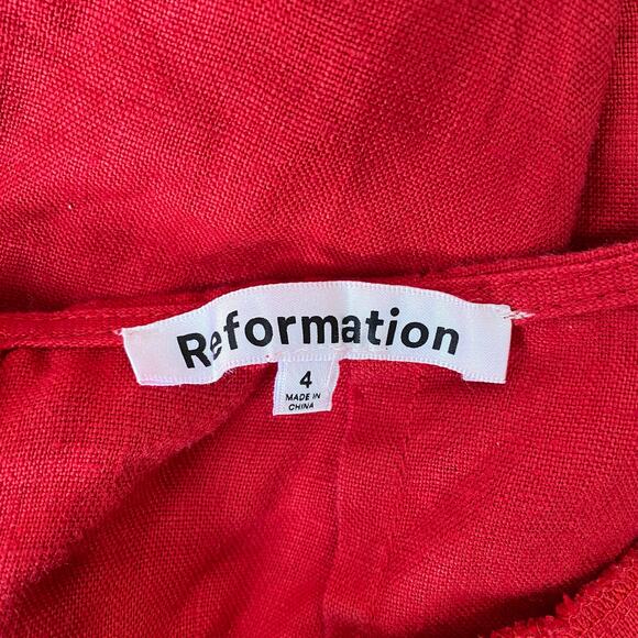 Reformation Mar Linen Dress Cherry - Picture 10 of 11